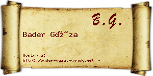 Bader Géza névjegykártya