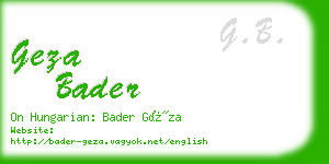 geza bader business card